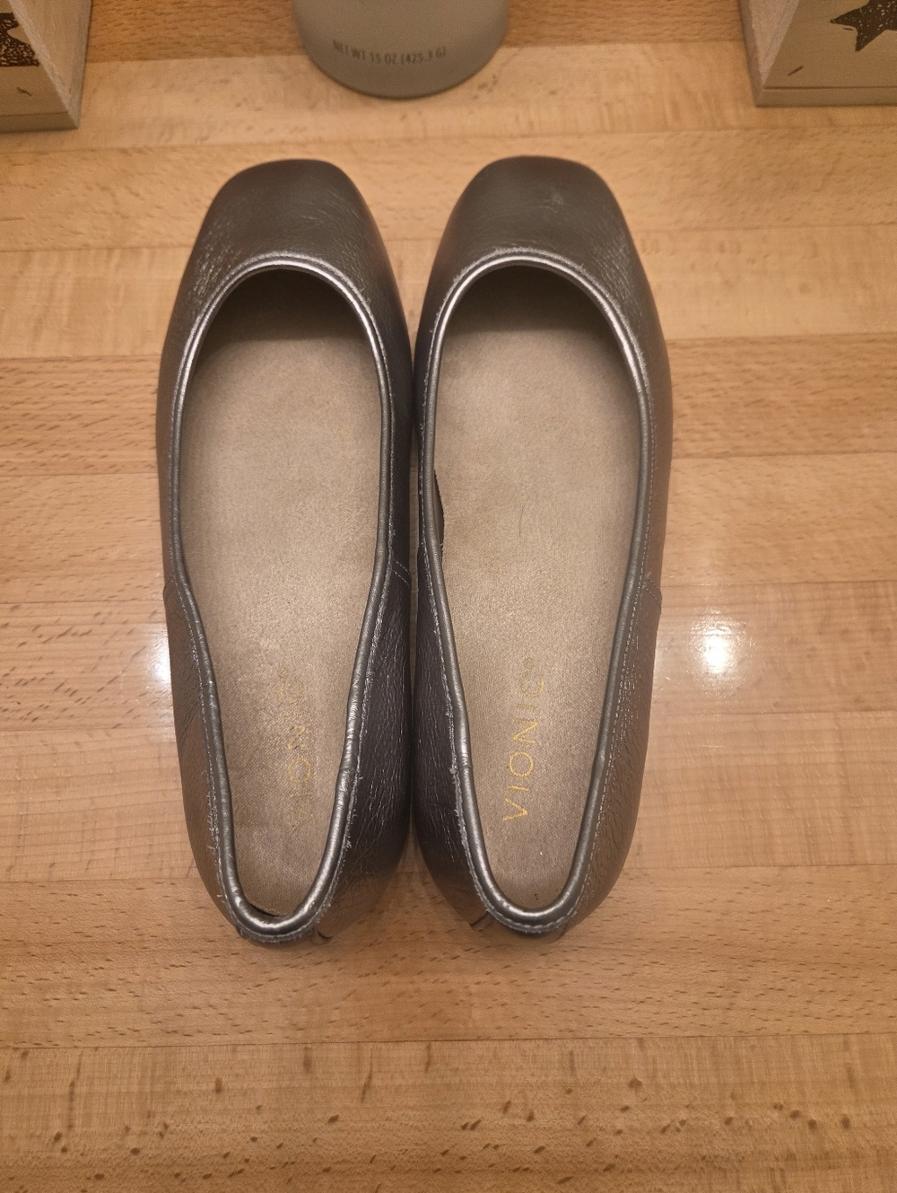 Vionic Orinda Square Toe Ballet Flats Pewter Genuine Leather Women's Size 8.5 - Picture 4 of 9